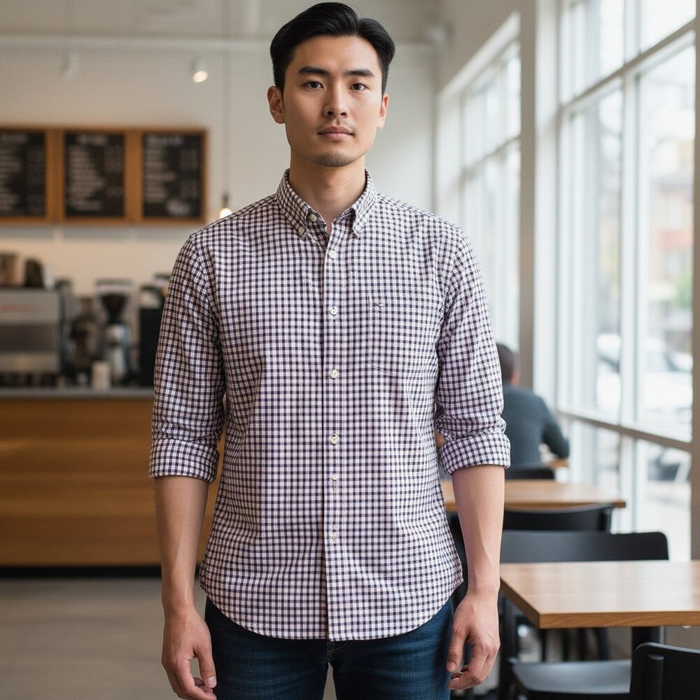 J. CREW Men's Slim Fit Woven Checkered Button-Down Shirt | Size L‎